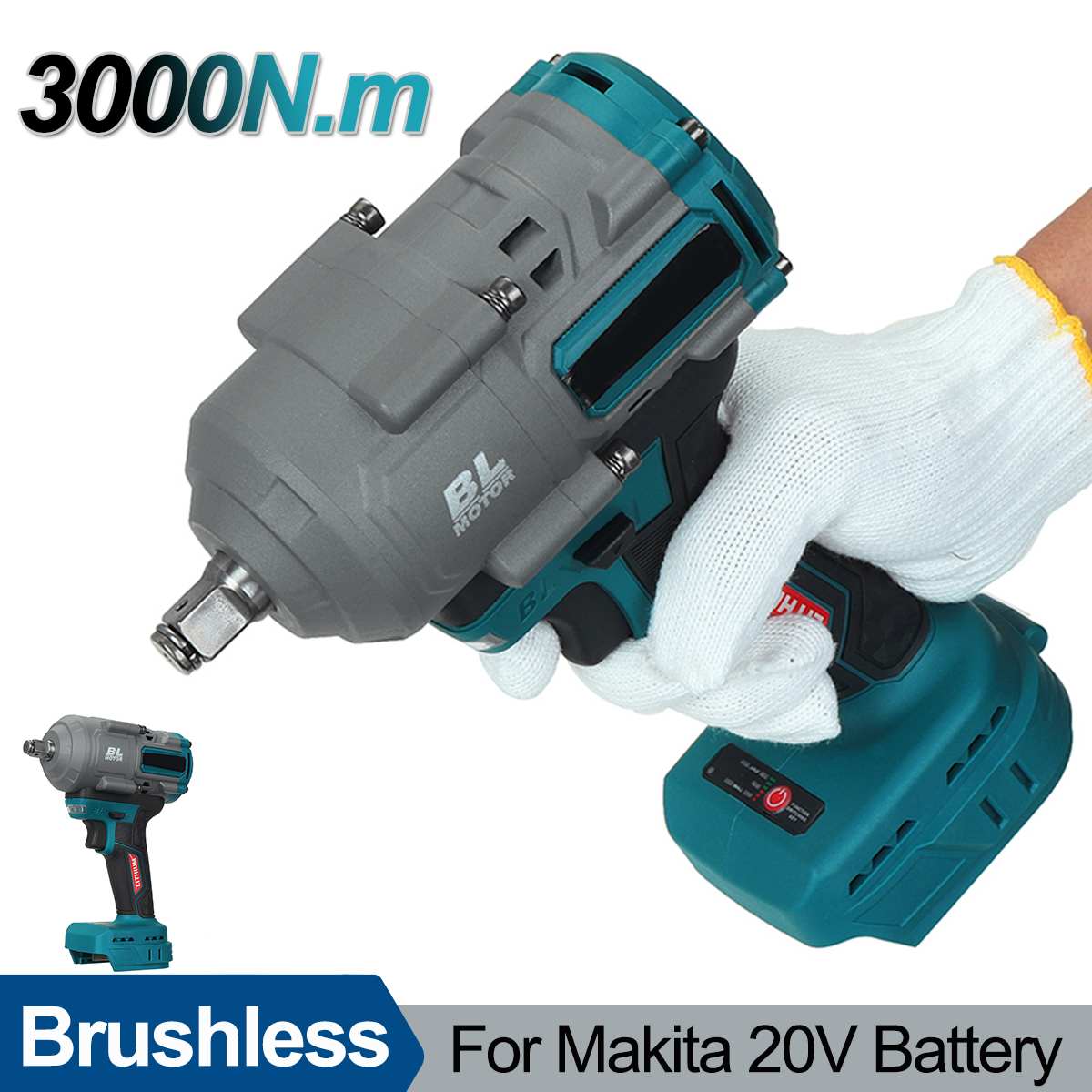 Power Tools Ingco - Llave de impacto eléctrica inalámbrica, taladro
