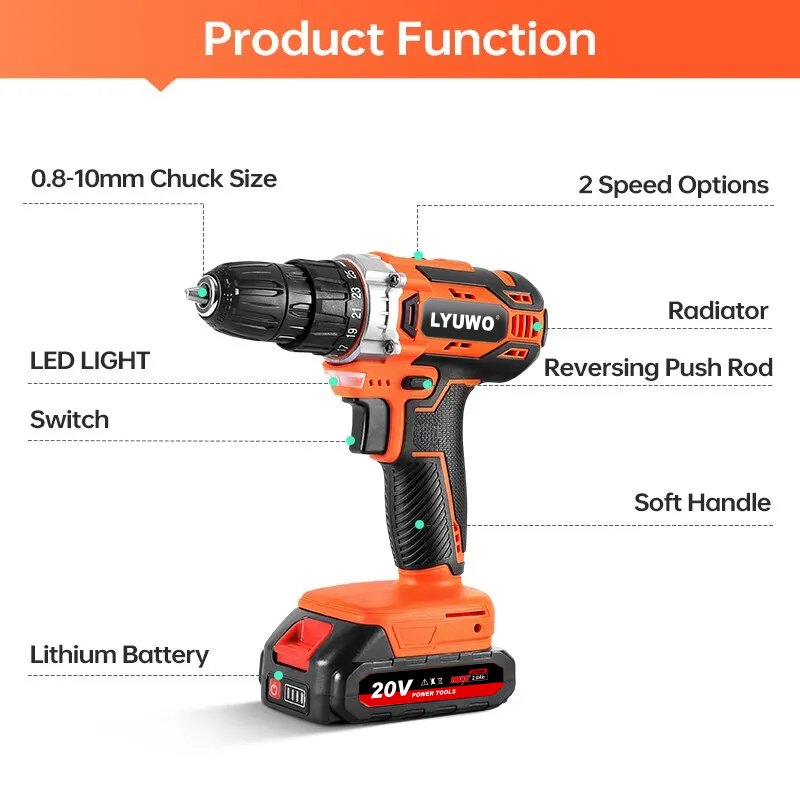 Taladro Inalámbrico LYUWO 40N. - Power Tools Ingco reseña y precio
