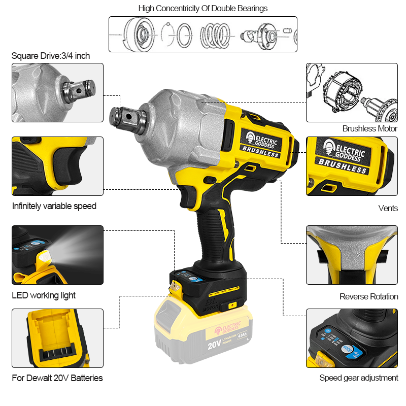 Llave de impacto eléctrica sin - Power Tools Ingco reseña y precio